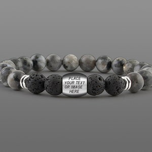 Anniversary gift for men Gift from daughter Custom bead bracelet Man bead bracelet name bracelet Engraved bracelet for men Stone bracelet