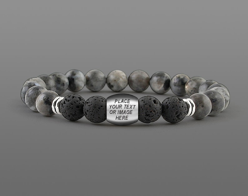 Anniversary gift for men Gift from daughter Custom bead bracelet Man bead bracelet name bracelet Engraved bracelet for men Stone bracelet