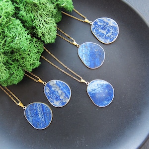 Lapis lazuli necklace Lapis lazuli pendant Layering necklace September birthstone Royal blue stone necklace Raw lapis lazuli chain necklace