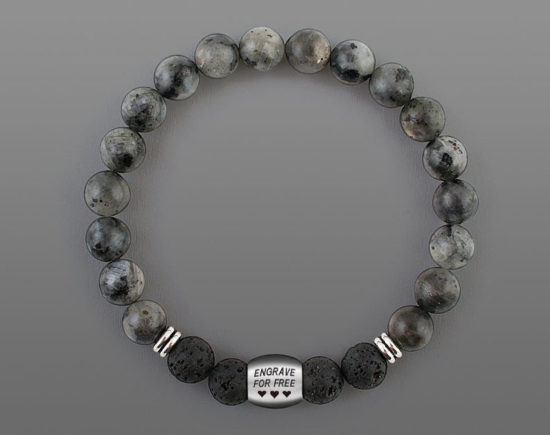 Anniversary gift for men Gift from daughter Custom bead bracelet Man bead bracelet name bracelet Engraved bracelet for men Stone bracelet