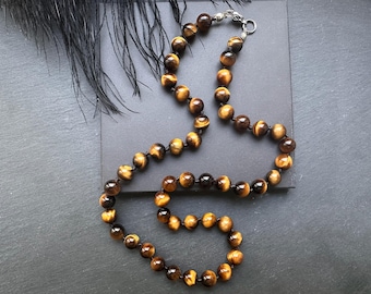 Collar de ojo de tigre Collar de hombre Collar masculino Collar para hombre Collar de cuentas para hombre Collar de cuentas Joyas para hombre Collar de piedra
