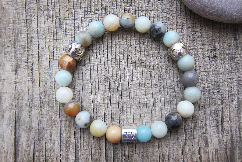 Virgo zodiac sign bracelet Amazonite bracelet Zodiac jewelry Virgo birthstone Zodiac bracelet September birthstone Gemstone bracelet for her