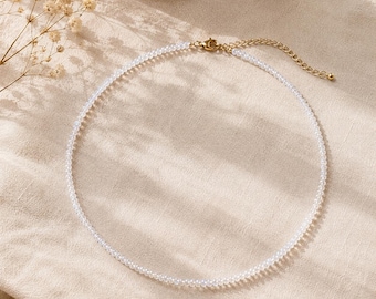 Regenboog maansteen ketting 3 mm, kleine gefacetteerde edelsteen ketting, sierlijke maansteen sieraden, minimalistische gelaagdheid ketting echte edelsteen sieraden