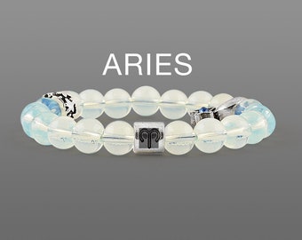 Aries Zodiac bracelet Aries bracelet Zodiac jewelry Opal bracelet Aries birthday gift Beaded bracelet Horoscope bracelet Aries birthstone