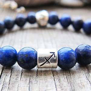 Sagittarius Birthstones December Birthstone Sagittarius bracelet Zodiac jewelry Lapis lazuli bracelet Horoscope bracelet Astrology jewelry