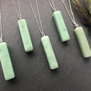 Green aventurine necklace Natural aventurine pendant Rectangle aventurine necklace Real stone necklace