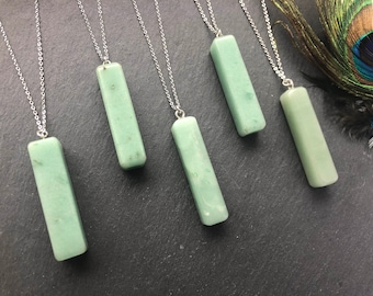 Green aventurine necklace Natural aventurine pendant Rectangle aventurine necklace Real stone necklace