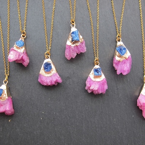 Hot pink Druzy necklace Druzy pendant Gemstone Quartz necklace Geode necklace Pink necklace Statement necklace for women