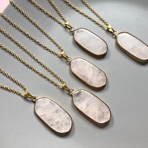 Rose quartz necklace Misty rose quartz pendant Rose quartz crystal necklace
