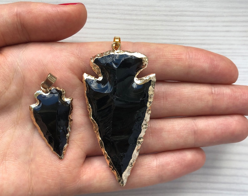 Black obsidian necklace Arrowhead necklace Real obsidian pendant Stone arrow head necklace image 4