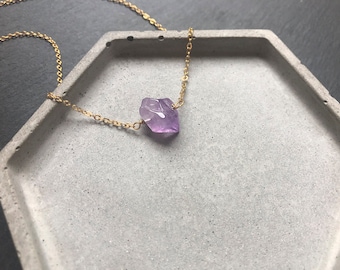 Raw amethyst necklace Natural small gemstone February birthstone Natural crystal stone pendant