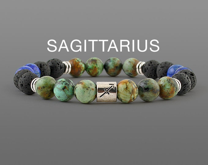 Sagittarius Birthstones December Birthstone Sagittarius bracelet Zodiac jewelry Turquoise bracelet Mens bracelet Constellation jewelry