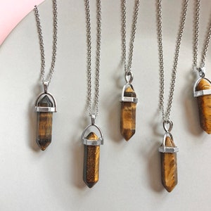 Tiger eye pendant necklace Point Gemstone pendant