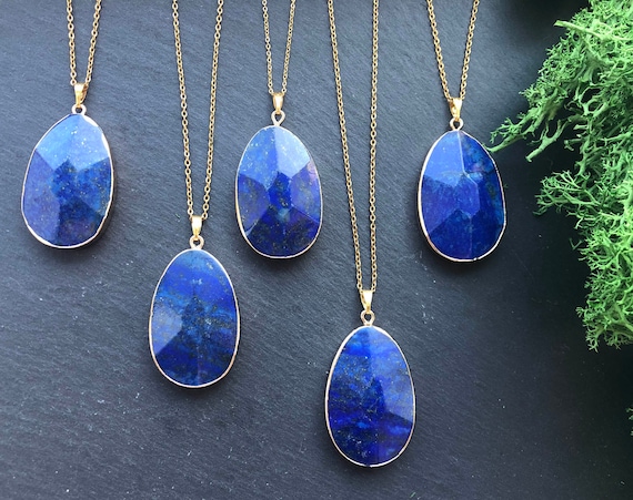 Collier Or 18 Carats Avec Pierre Lapis-lazuli Bleue - Occasion