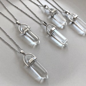 Clear quartz necklace White quartz pendant Crystal necklace