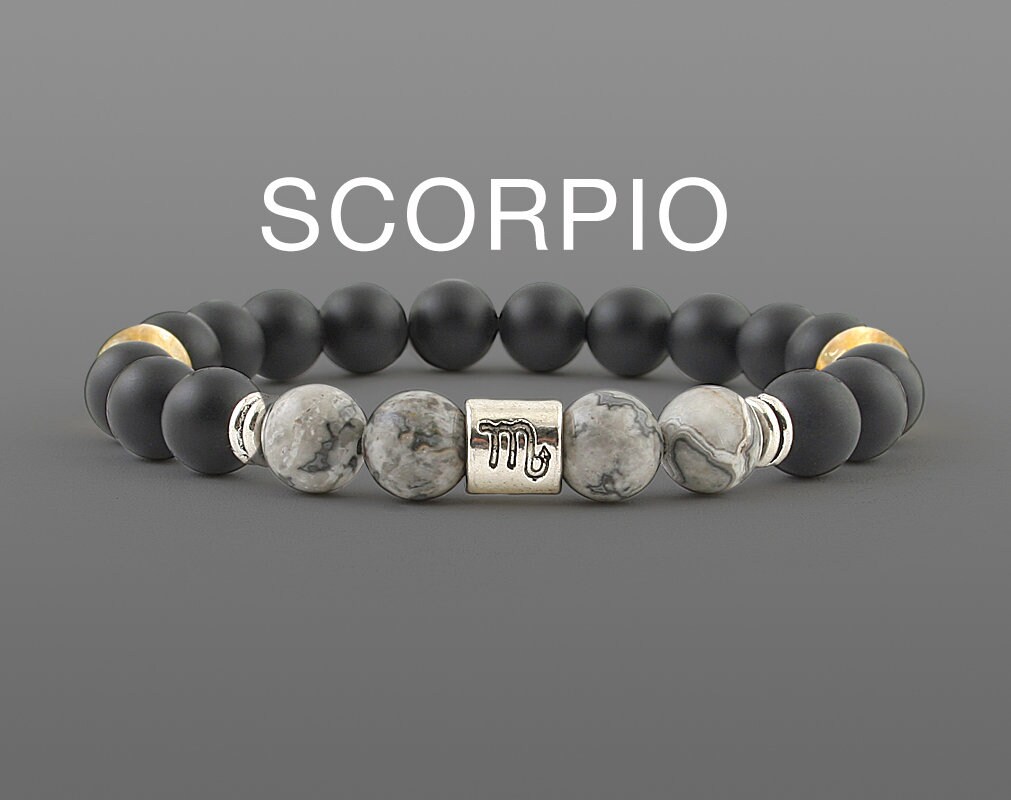 Scorpio bracelet Black agate bracelet Zodiac jewellery Etsy