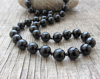 Mens black bead necklace 8mm Black men necklace for men Bead necklace for men Black onyx necklace Onyx beads necklace Mens birthday gift