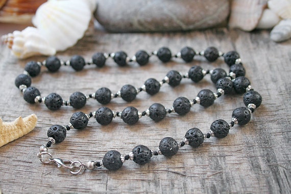 Mens lava bead necklace outlet