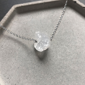 Raw clear quartz necklace White quartz pendant White crystal necklace Raw stone pendant necklace