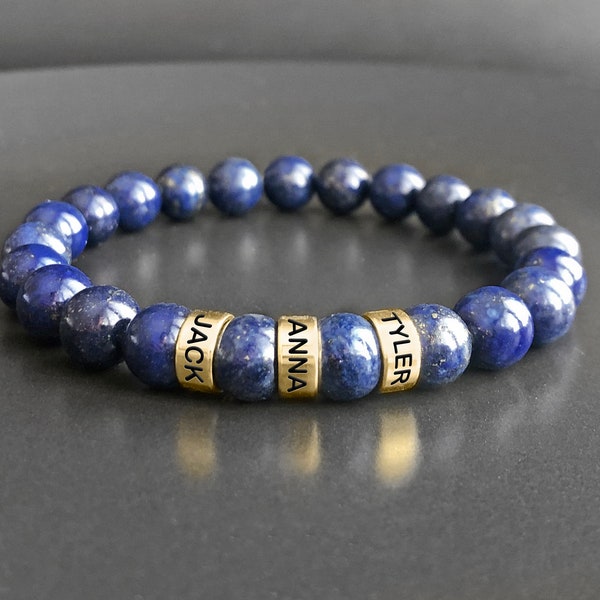 Custom mens bracelet, Fathers day bracelet, Mens bracelet with kids name