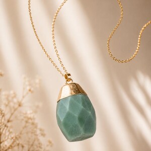 Green aventurine necklace Nephrite necklace Aventurine pendant Green drop necklace chain necklace Meditation stone necklace Healing crystal image 4