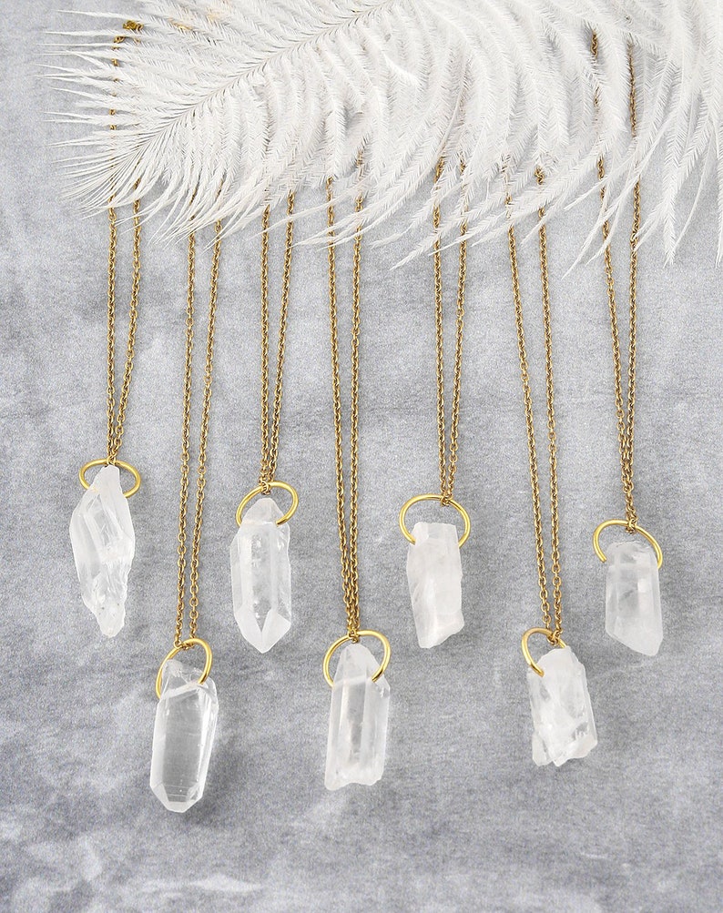 Clear quartz pendant Raw quartz necklace Rough quartz image 1