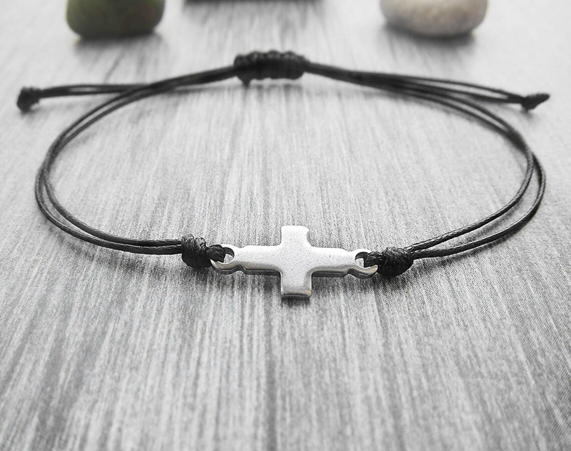 Christian bracelet Men Cross bracelet Catholic cord bracelet Etsy
