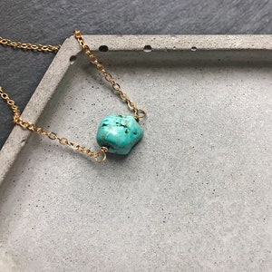 Raw turquoise necklace December birthstone necklace Raw natural turquoise pendant Small turquoise necklace