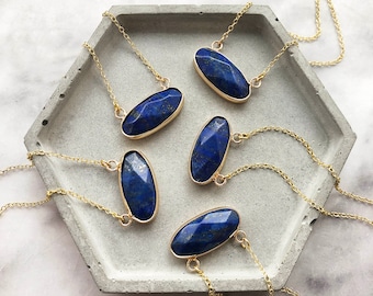 Kleine Lapislazuli Halskette Natürlicher Lapislazuli Anhänger Blauer Lapis Anhänger Lapis Halskette Blaue Halskette oval Lapis Stein Halskette