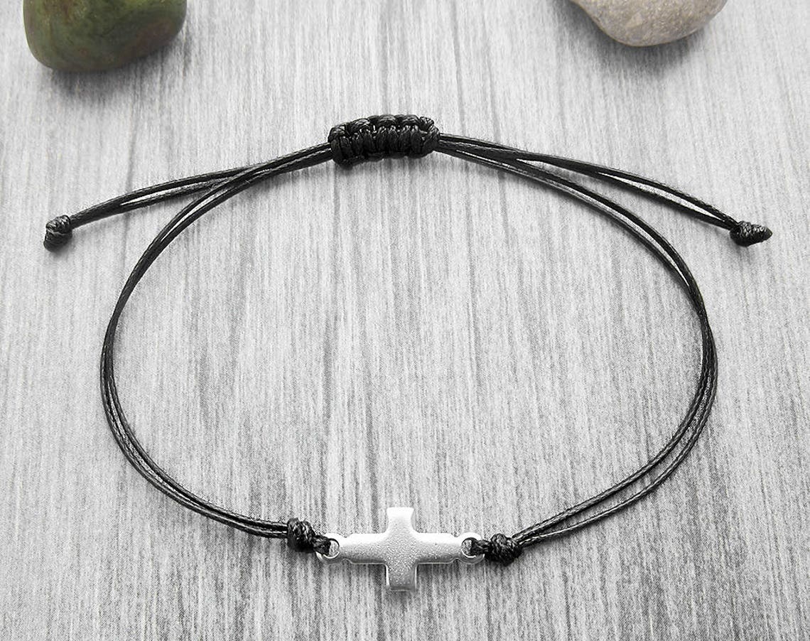 Christian bracelet Men Cross bracelet Catholic cord bracelet Etsy