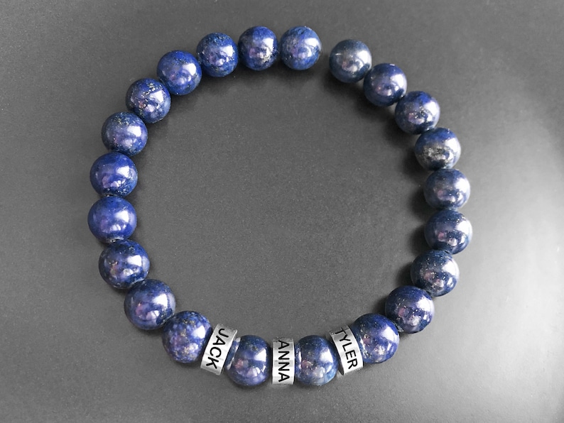 Custom mens bracelet, Fathers day bracelet, Mens bracelet with kids name image 3