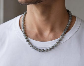 Labradorit Halskette Herren Perlen Halskette Edelstein Schmuck Halskette Herren Perlenkette Brother Geschenk