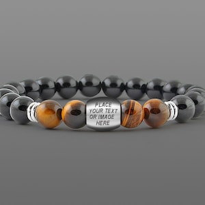 Custom Men bracelet Mens engraved bracelet Custom bead Personalized bracelets Custom engraved bracelets Mens initial bracelet