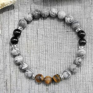 Marble bracelet for men bracelet Jasper bracelet Adjustable bracelet Men stone bracelet Yoga bead bracelet Men mala bead mantra bracelet image 3