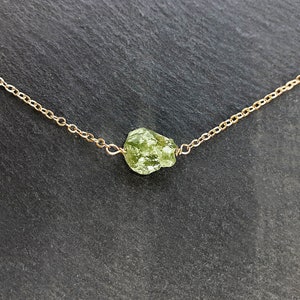 Raw peridot necklace Peridot gold necklace Raw crystal necklace August Birthstone necklace Raw peridot crystal necklace