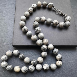 Jasper necklace Picasso stone Mens necklace Necklace for men jewellery Gemstone necklace Men bead necklace