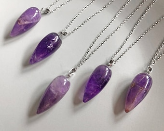 Amethyst crystal pendulum necklace Real amethyst pendant