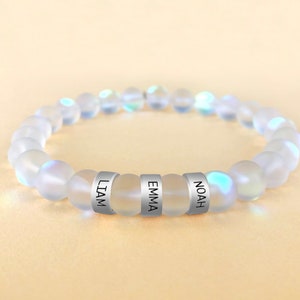 Boy mom bracelet Custom bead bracelet Christmas Mom bracelet Angel aura bracelet