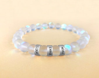 Boy mom bracelet Custom bead bracelet Christmas Mom bracelet Angel aura bracelet