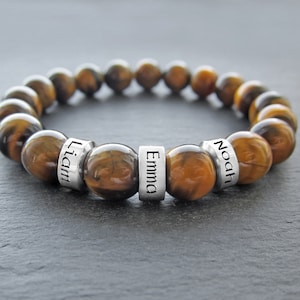 Herencadeau Herenkralennaamarmband Herennaamarmband Vaderarmband met kindernamen Kindernaamarmband voor vader