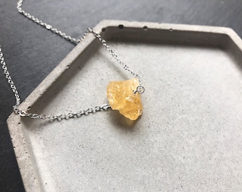 Raw citrine crystal necklace Freeform citrine pendant November birthstone necklace