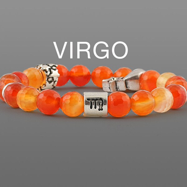 Virgo birthstone Virgo zodiac bracelet Carnelian bracelet Zodiac jewelry Horoscope bracelets September birthstone Birthday gifts for her