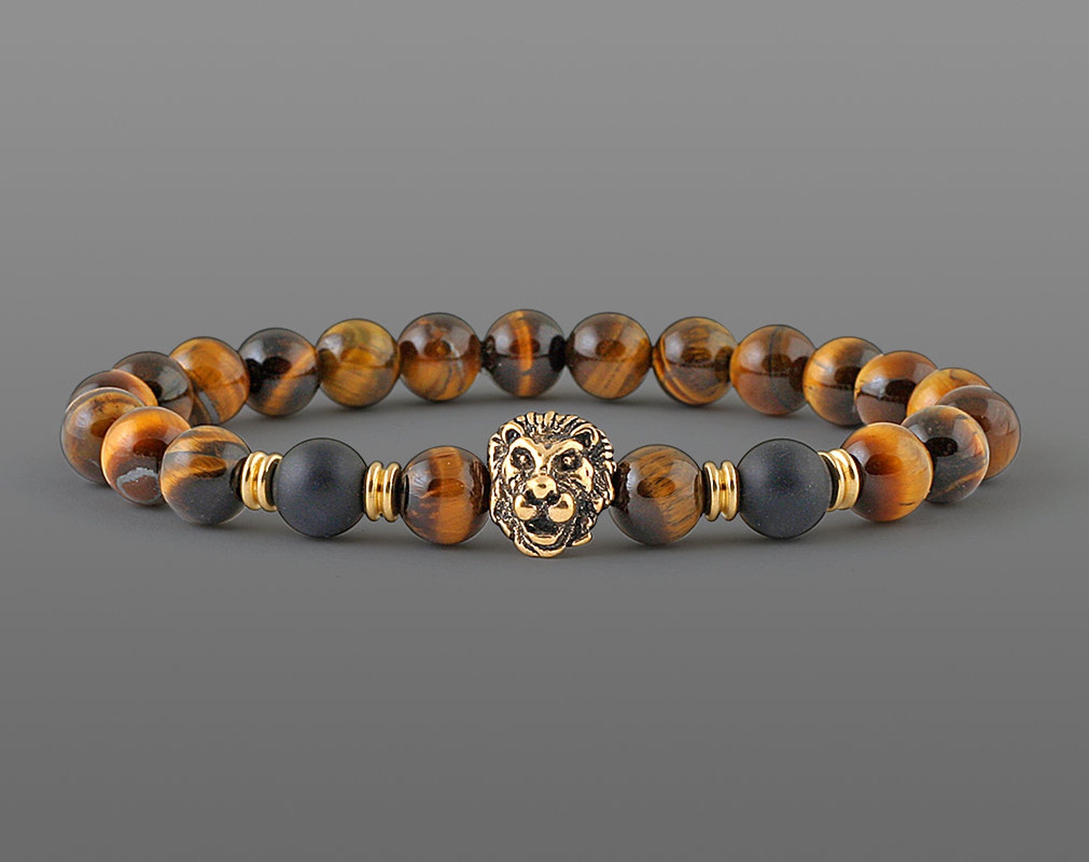 Lion Head Bracelet Man Bracelets Husband Gift for Boyfriend Tiger Eye