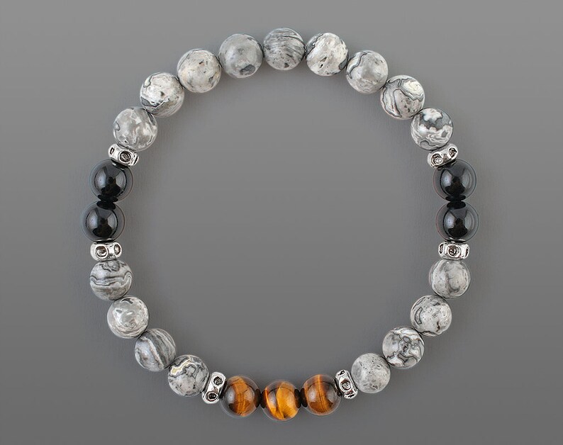 Marble bracelet for men bracelet Jasper bracelet Adjustable bracelet Men stone bracelet Yoga bead bracelet Men mala bead mantra bracelet