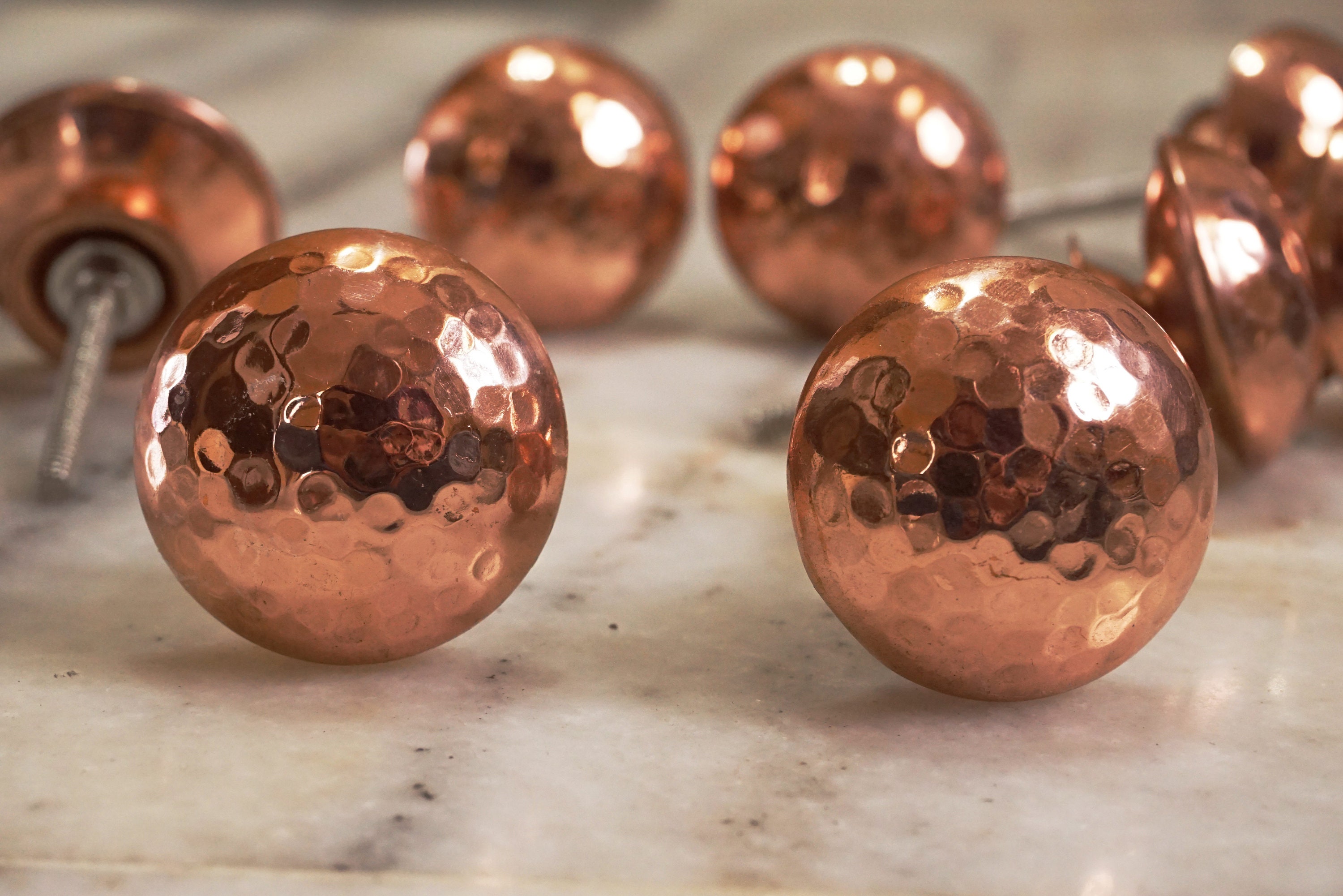 Set of 8 x Copper Drawer Knobs Hammered Copper Pull Etsy