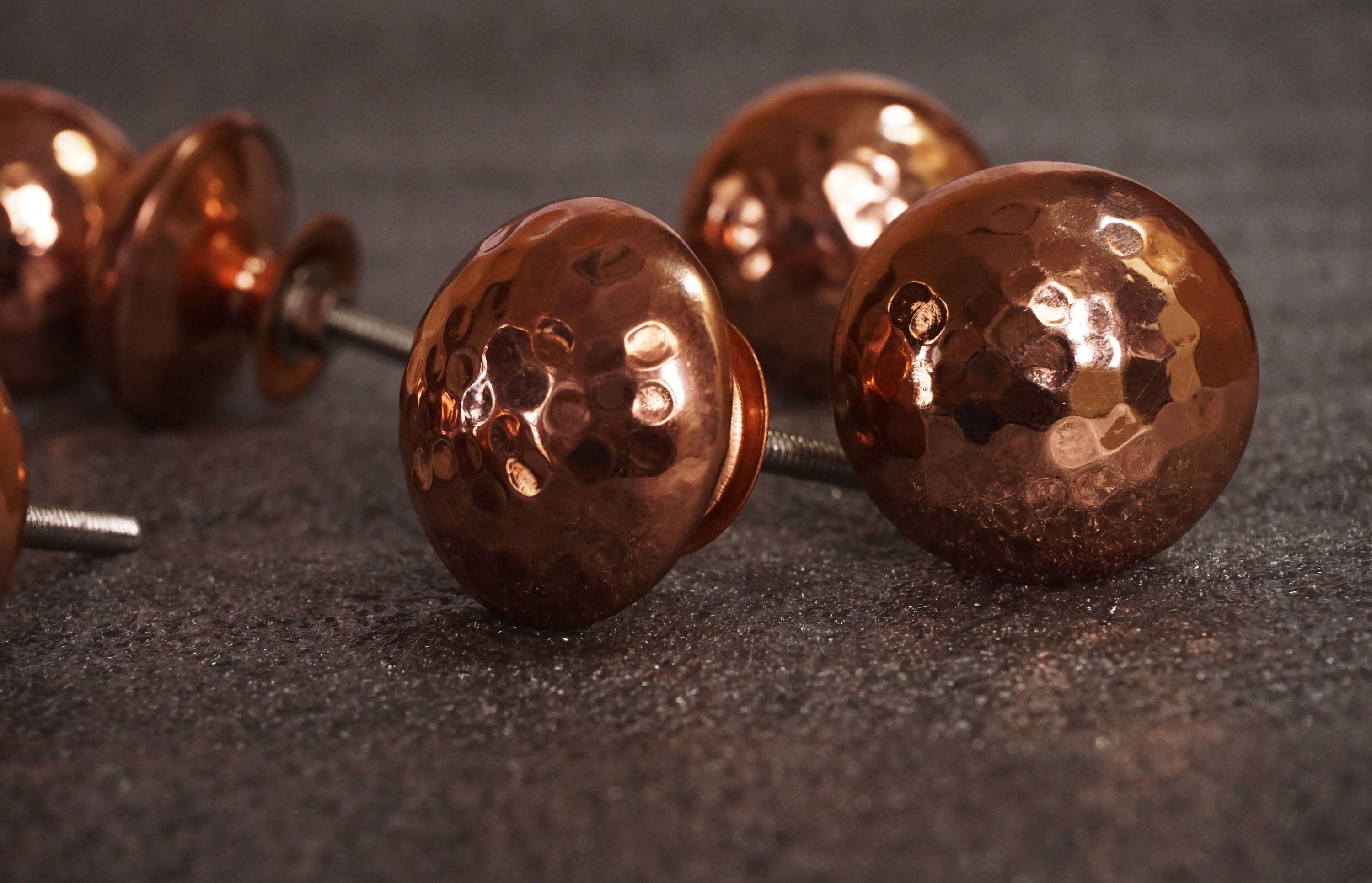 Set of 8 x Copper Drawer Knobs Hammered Copper Pull Etsy