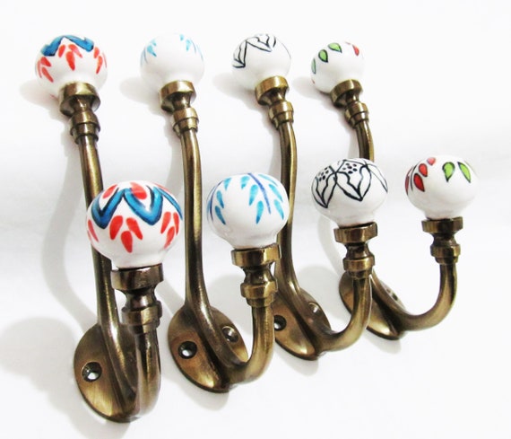 4 X Mix Designs Ceramic Hooks Shabby Chic Vintage Style Coat - Vintage Wall Hooks Shabby Chic 4 X Mix Designs Ceramic Hooks Shabby Chic Vintage Style Coat - Vintage Wall Hooks Shabby Chic