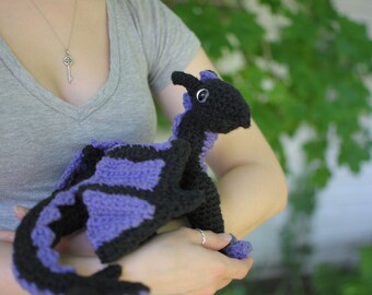 Mauve the Obsidian Spiked Dragon Crocheted