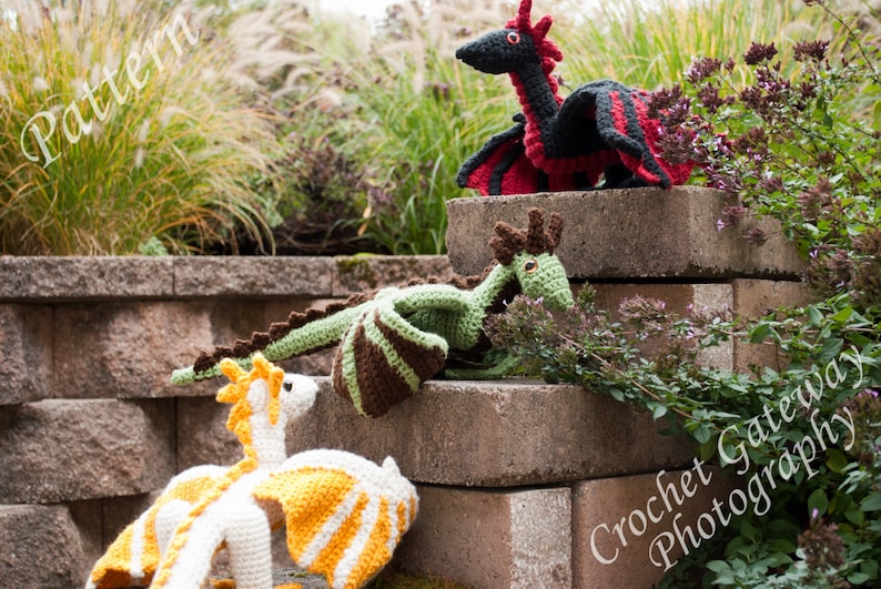 Dragon pattern, Triplet Dragon Crochet Pattern, Dragon toy Pattern image 4
