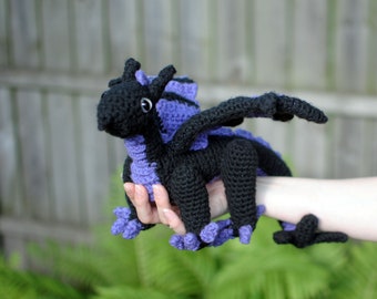 Mauve the Obsidian Spiked Dragon Crocheted